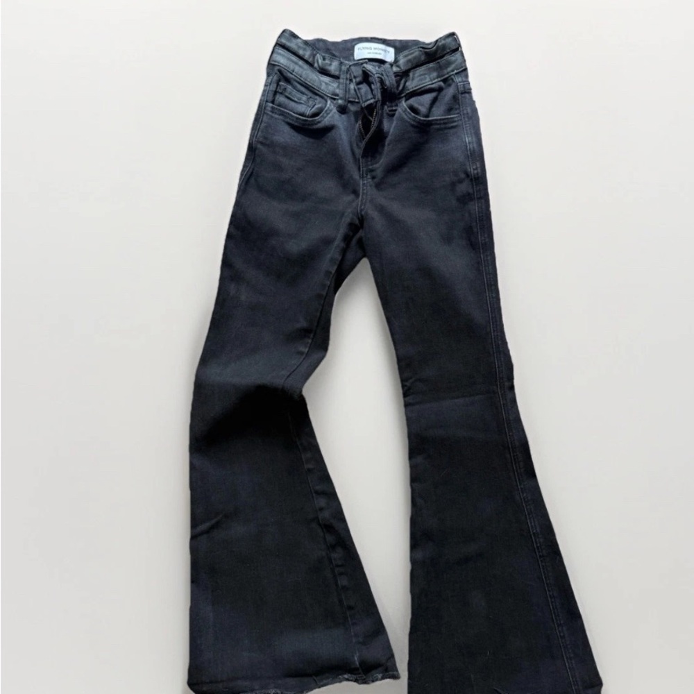 Flying Monkey Super Flare High Rise Jeans Black Denim Rocker Grunge Punk Size 22